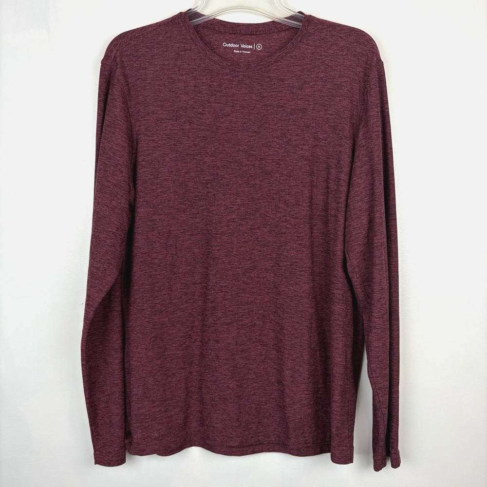 Outdoor Voices  Crew Neck T Shirt Men Medium Burgundy Heather Long Sleeve